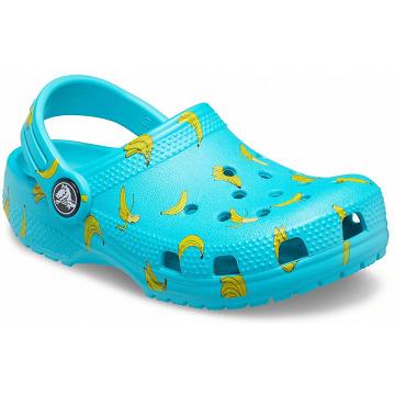 Crocs Klassiska Mat Print Clogs Tjej Aqua | Sverige 1518PJJQ